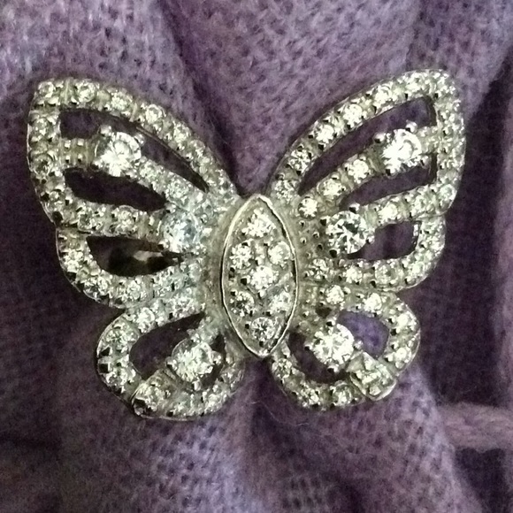 Sterling silver stamped 925 CZ butterfly ring S6 - Picture 6 of 7